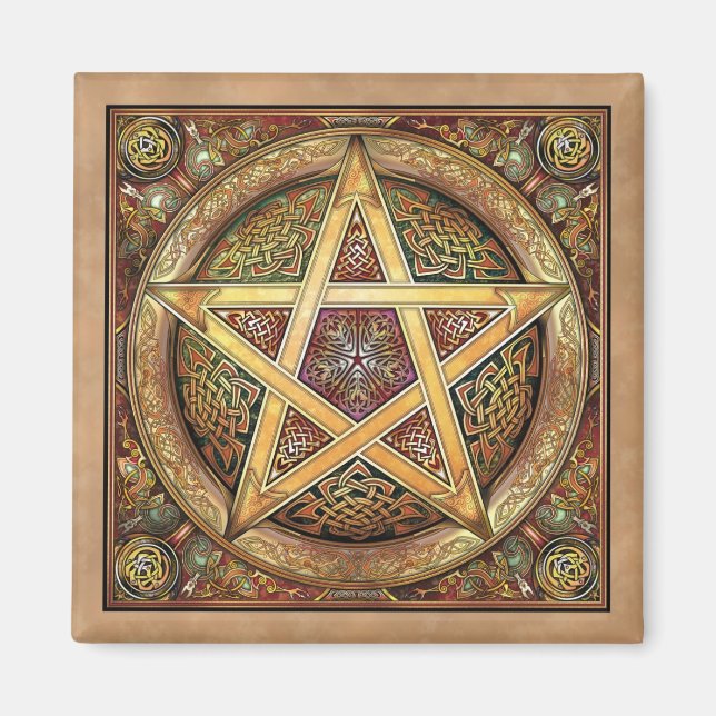 Gold Pentacle Square Magnet (Front)
