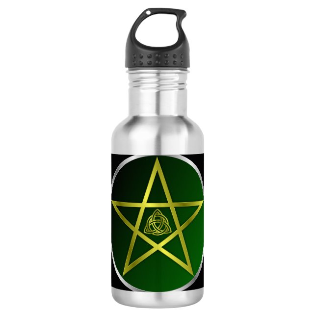 Gold pentacle stainless steel water bottle (Front)
