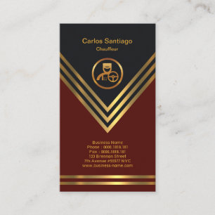Gold Pentagon Waves Royal Red Chauffeur Services Business Card