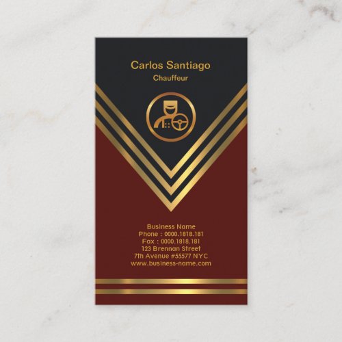 Gold Pentagon Waves Royal Red Chauffeur Services Business Card