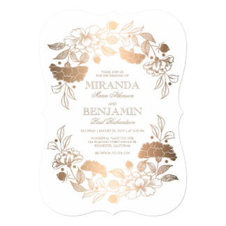 Gold Peonies | Floral Elegant and Vintage Wedding Card
