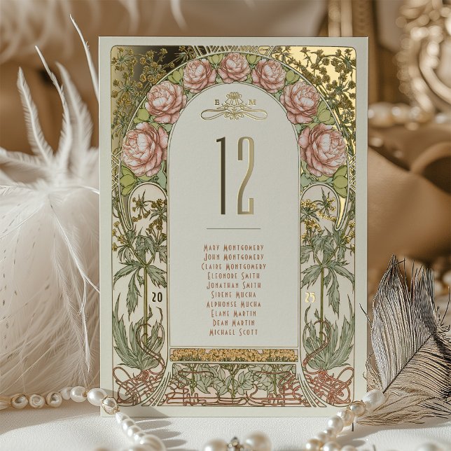 Gold Peonies Vintage Wedding Table Numbers (Creator Uploaded)