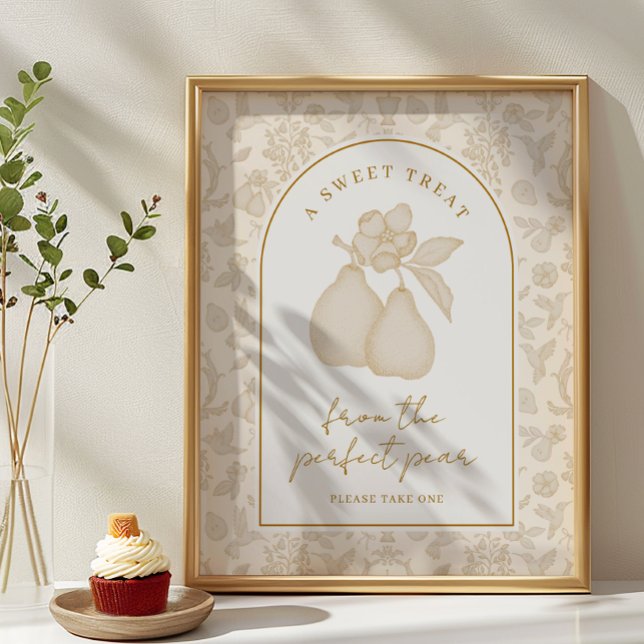 Gold Perfect Pear Bridal Shower Favor Sign (Sweet Treat Sign)