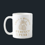 Gold Perfect Pear Bridal Shower Mug<br><div class="desc">Celebrate love and rustic French country charm with this gold Perfect Pear bridal shower mug. Featuring a hand-drawn pear illustration with elegant typography, this customizable mug is perfect as a shower prize, party favor, or keepsake gift for the bride-to-be. Personalize with the couple’s names and wedding year for a meaningful...</div>