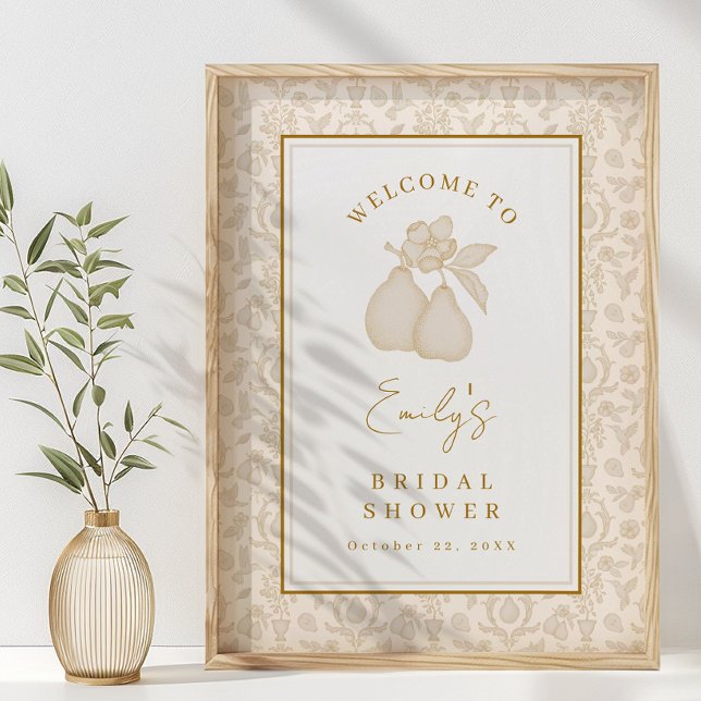 Gold Perfect Pear Bridal Shower Poster Sign (Welcome Sign)