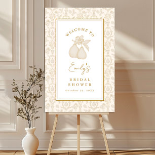Gold Perfect Pear Bridal Shower Welcome Sign