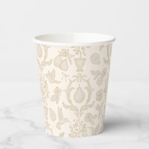 Gold Perfect Pear Damask Bridal Shower Paper Cups