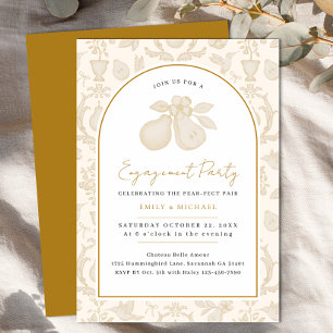 Gold Perfect Pear Engagement Party Invitation