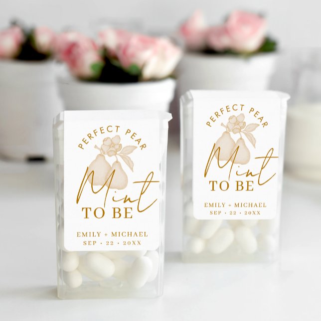 Gold Perfect Pear "Mint to Be" Wedding Favor Label (Mint to be label )
