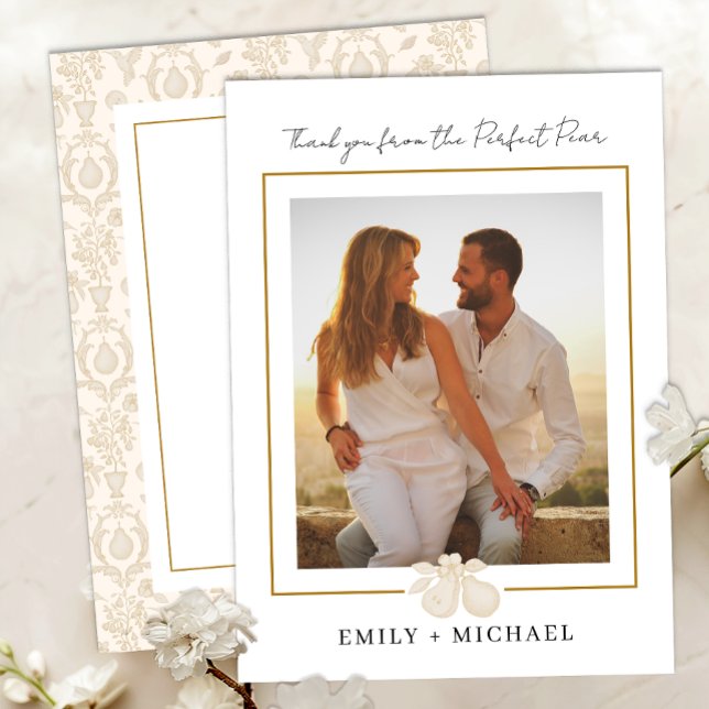 Gold Perfect Pear Photo Thank You Card (Thank You Card)