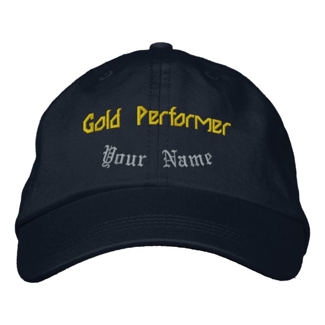 Gold Performer Navy Personalized Celebrating-Hat  Embroidered Baseball Cap (Front)