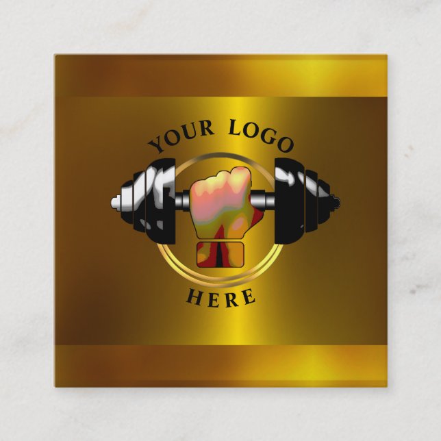 Gold Personal Trainer Social Media Business Card (Front)