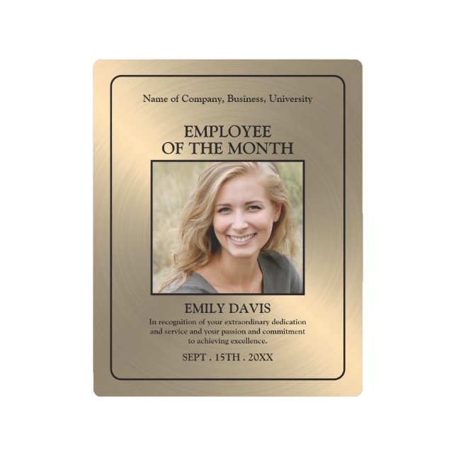 Gold/Personalised Photo - Employee Award Metal Print (Front)