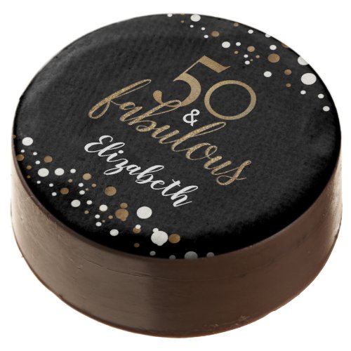 Gold Personalized 50  fabulous birthday giveaway Chocolate Covered Oreo