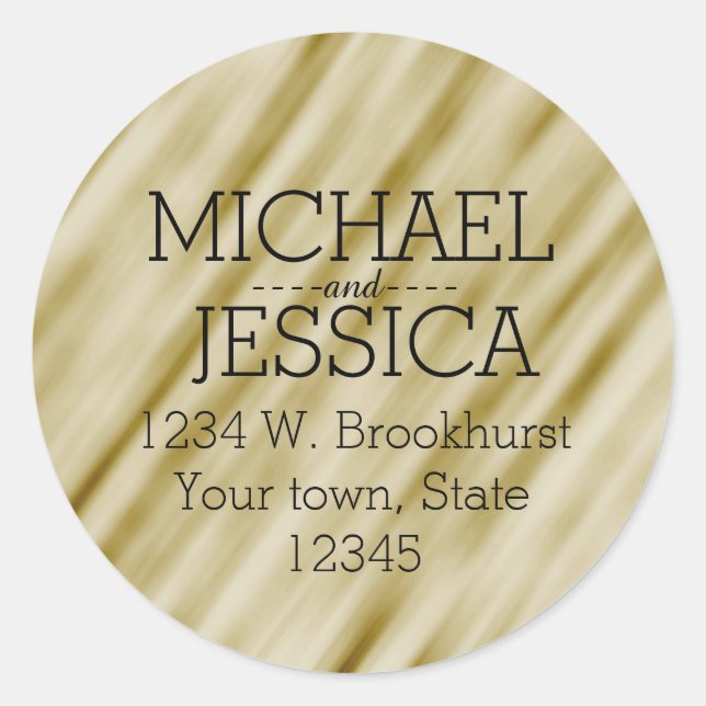 Gold Personalized address Classic Round Sticker (Front)