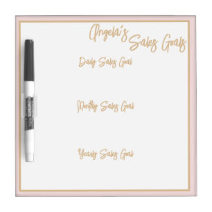 Gold Personalized Angela's Sales Goals Dry Erase Board