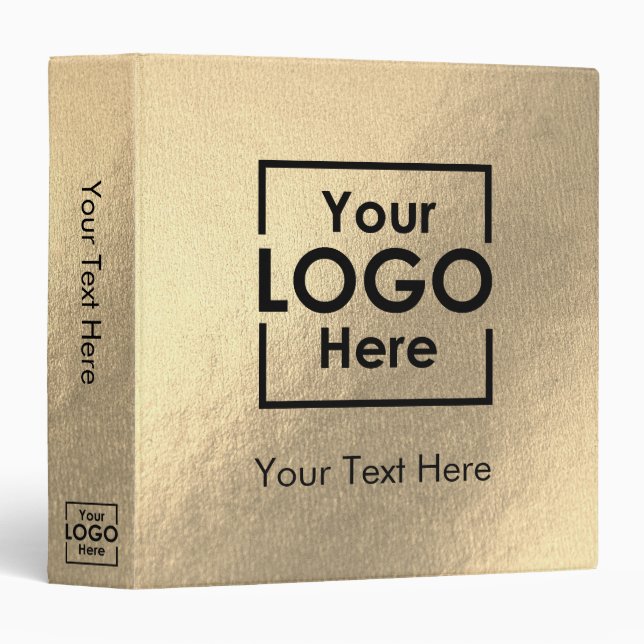 Gold Personalized Business Logo Text Corporate  3 Ring Binder (Front/Spine)