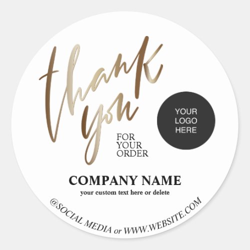 Gold Personalized Business Name Thank you Classic Round Sticker