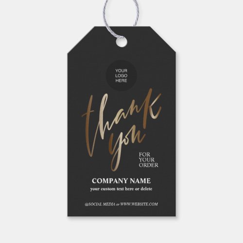 Gold Personalized Business Name Thank you Gift Tag