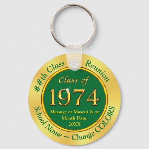 Gold Personalized Class of 1974 Reunion Gifts Keychain