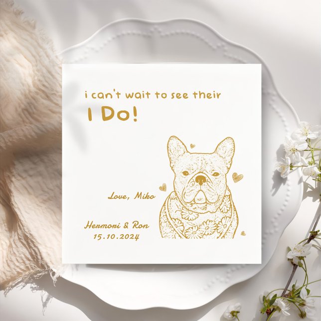 Gold Personalized Custom Dog Simple Wedding Napkins (Creator Uploaded)