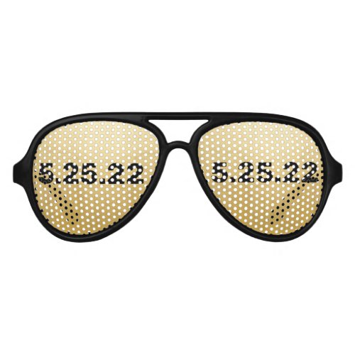 Gold Personalized Date Aviator Sunglasses