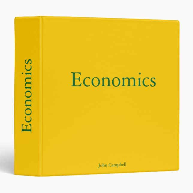 Gold Personalized Economics Educational 3 Ring Binder (Front/Spine)