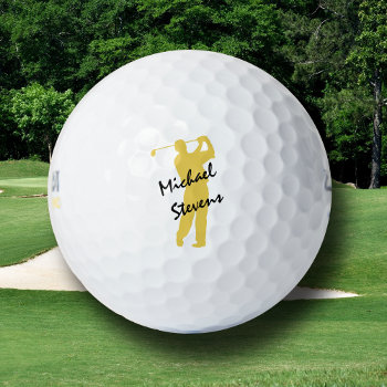 Gold Personalized Golfer Golf Balls by Westerngirl2 at Zazzle