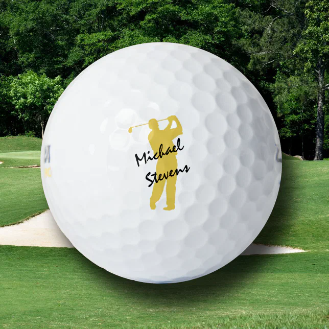 Gold Personalized Golfer Golf Balls | Zazzle