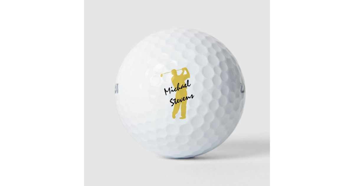 Gold Personalized Golfer Golf Balls | Zazzle