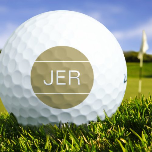 Gold Personalized Golfer Monogrammed Initial Cool Golf Balls