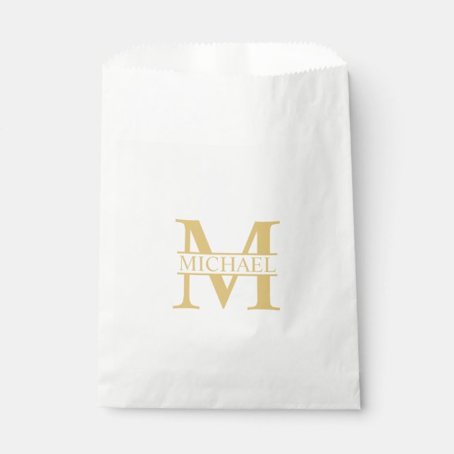 Gold Personalized Monogram and Name Favor Bag (Front)