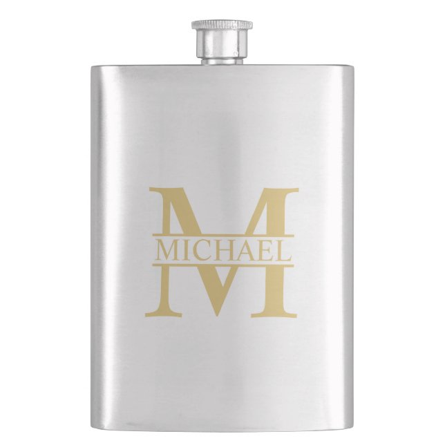 Gold Personalized Monogram and Name Flask (Front)