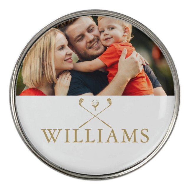 Gold Personalized Name Monogram Photo Golf Ball Marker (Front)