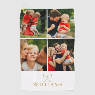 Gold Personalized Name Photo Collage Golf Towel