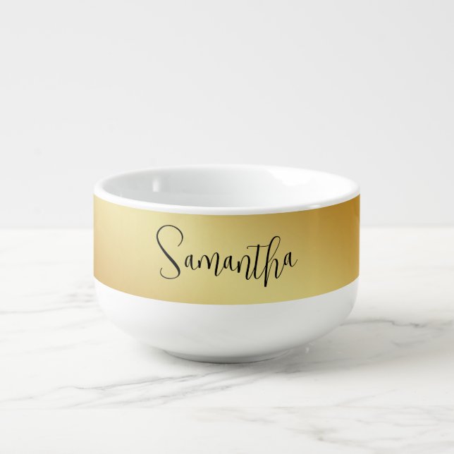 Gold Personalized Name Soup Mug (Front)