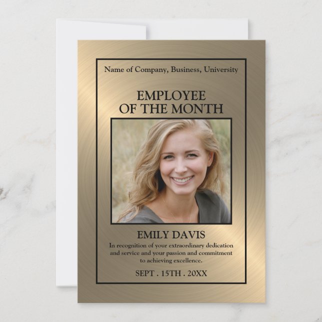 Gold/Personalized Photo - Employee Award Card (Front)