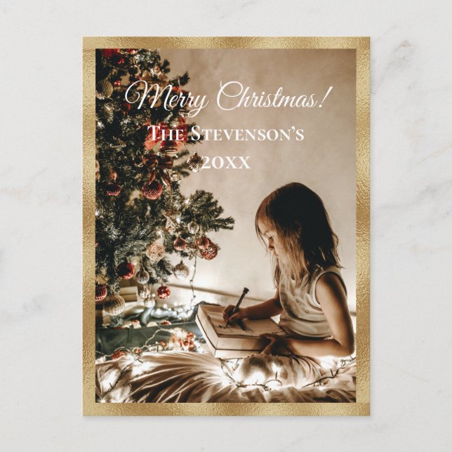 Gold Personalized Photo Holiday Merry Christmas (Front)