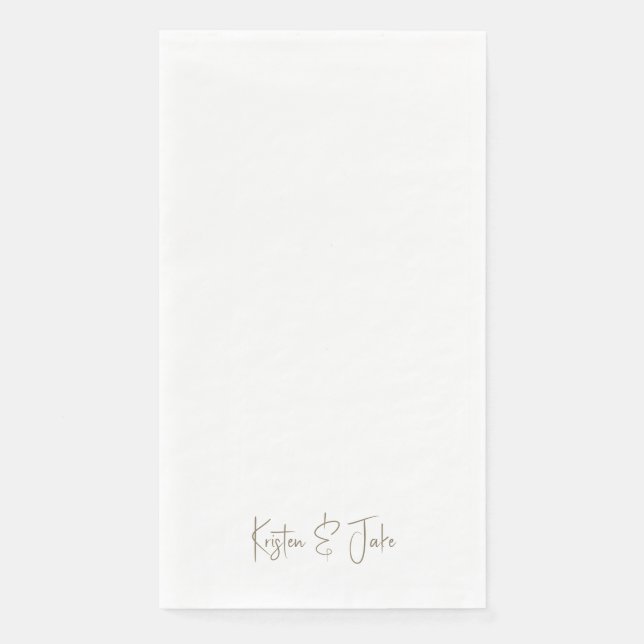 Gold Personalized Script Names Paper Paper Guest Towels (Front)