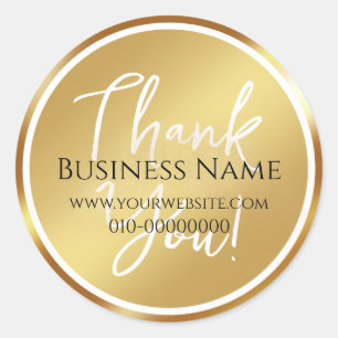 Gold Personalized Thank You Classic Round Sticker