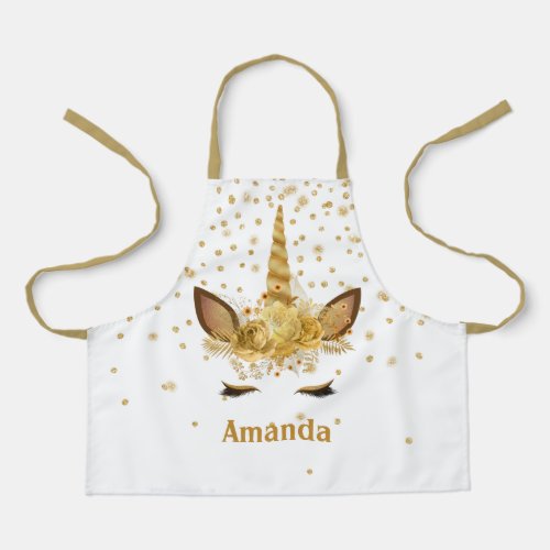 Gold Personalized Unicorn Face Horn Apron