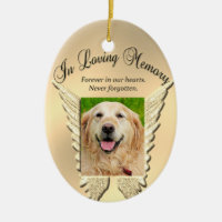Gold Pet Memorial Add Photo Ceramic Ornament