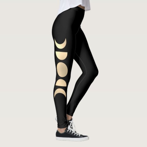 Gold Phases of the Moon Leggings