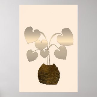 Gold Philodendron Plant in Copper Pot Poster