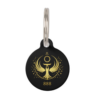Gold Phoenix 888 Keychain   Spiritual Symbol Sigil Pet ID Tag