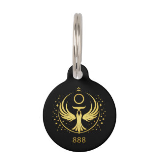 Gold Phoenix 888 Keychain | Spiritual Symbol Sigil Pet ID Tag