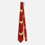 Gold Phoenix and lotus symbol pattern on red Neck Tie
