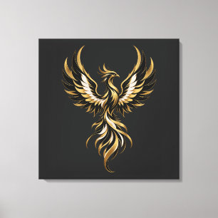 Gold Phoenix Rising Wrapped Canvas Print