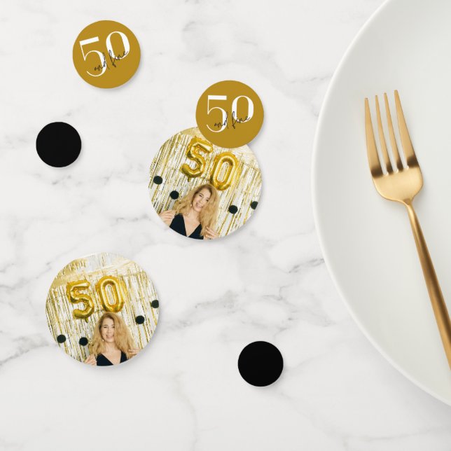 Gold | Photo | 50th Birthday Table Confetti (Group)