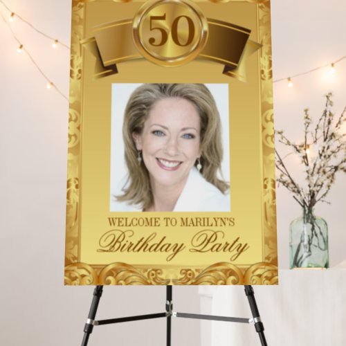 Gold Photo Birthday Party Welcome Sign Any Number